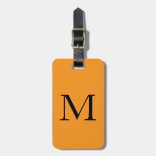Orange Black Monogram Letter Name Gift Party Favor Luggage Tag