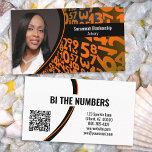 Orange Black Numbers Custom Photo QR Code Business Card<br><div class="desc">A orange and black numbers background on this design features a photo placeholder on the left with template name on the right. The back includes a coordinated design and colors with text fields for the business name and details. Replace the placeholder photo with your vertical format photograph and your link...</div>