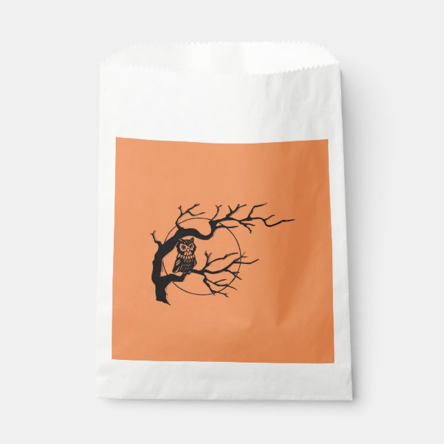 Orange & Black Owl Halloween Party Favor Bags (Front)