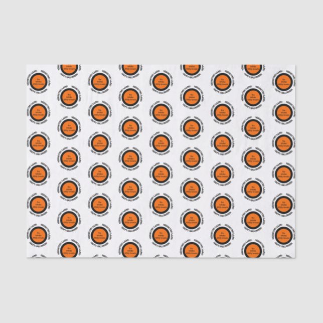 Orange Black Pattern Modern Happy Halloween Tissue Paper (Front)