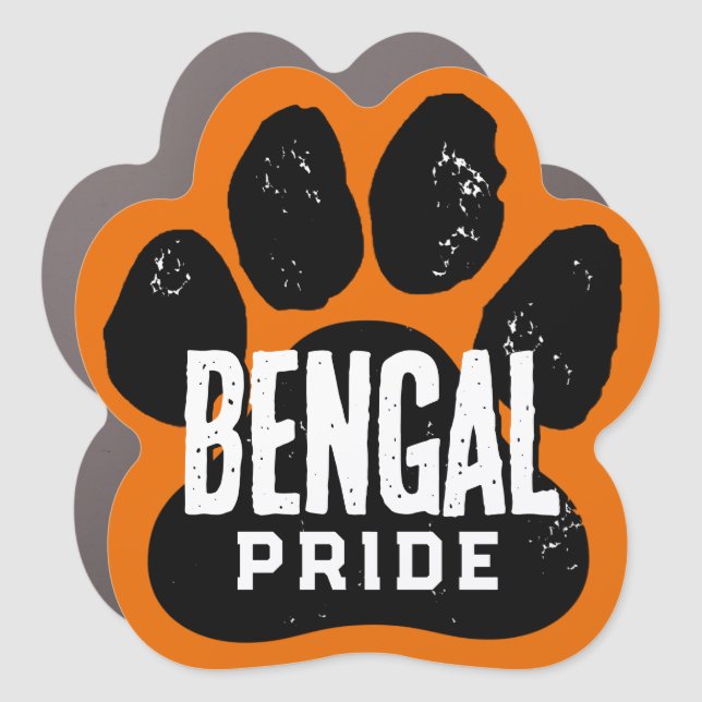 Orange & Black Pawprint Pride Car Magnet (Front)