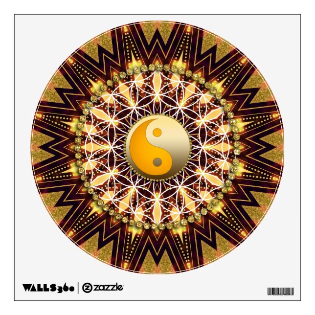 Orange+Black Peace Meditation Intention Mandala Wall Decal (Front)