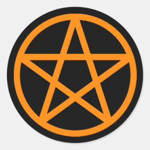Orange Black Pentacle Solid Sticker