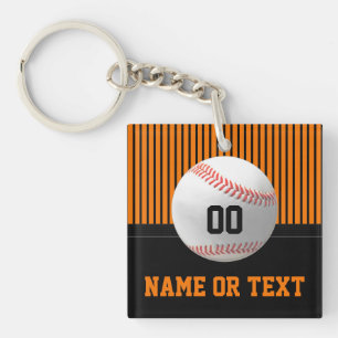 Orange, Black, Personalized Baseball Team Gifts,  Keychain