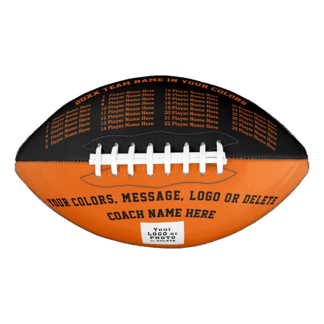 Orange Black, Personalized Football, Coach, Player Football (Front)