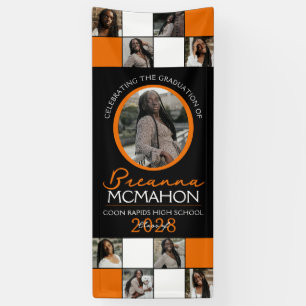 Orange & Black Photo Collage Graduation Vinyl Banner