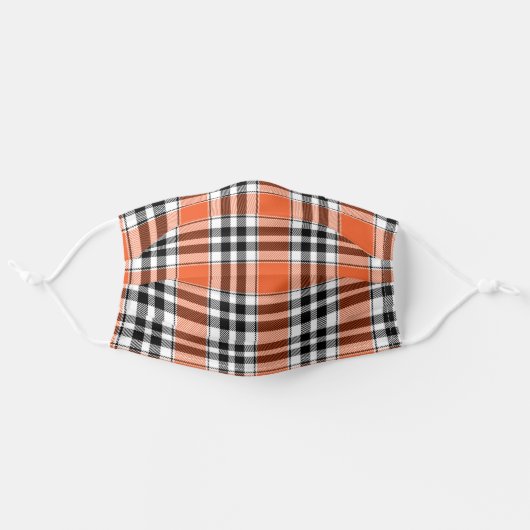 Orange Black Plaid Halloween Face Mask For Her (Front, Unfolded)