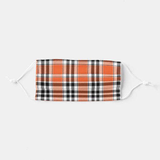 Orange Black Plaid Halloween Face Mask For Her (Front, Folded)