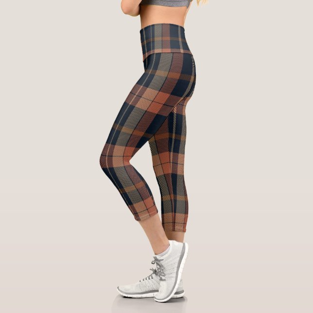 Orange & Black Plaid Leggings for Stylish Comfort (Left)