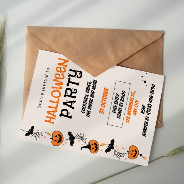 Orange Black Playful Halloween Party Invitation (Creator Uploaded)