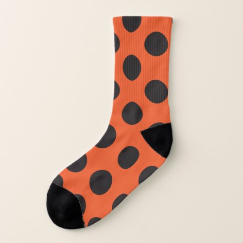 Orange  Black polka dot pattern Halloween trendy Socks