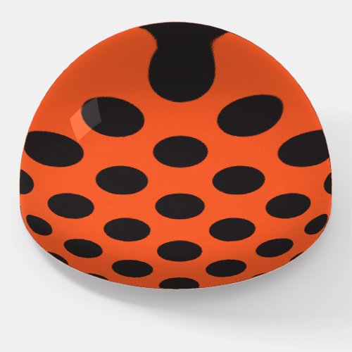 Orange  Black polka dot pattern modern Paperweight