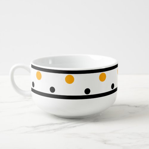 Orange Black Polka Dots 28 oz Soup Mug