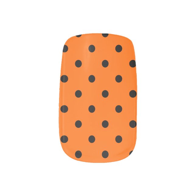 Orange/Black Polka Dots Minx Nail Art (Left Thumb)