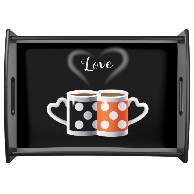 Orange + Black polka dots Romantic Decor Serving Tray (Front)