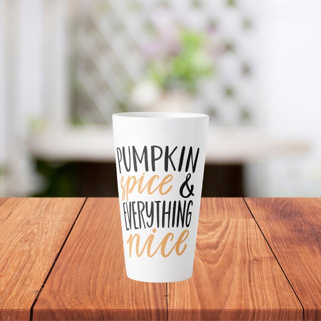 Orange & Black Pumpkin Spice Thanksgiving Quote Latte Mug (Creator Uploaded)