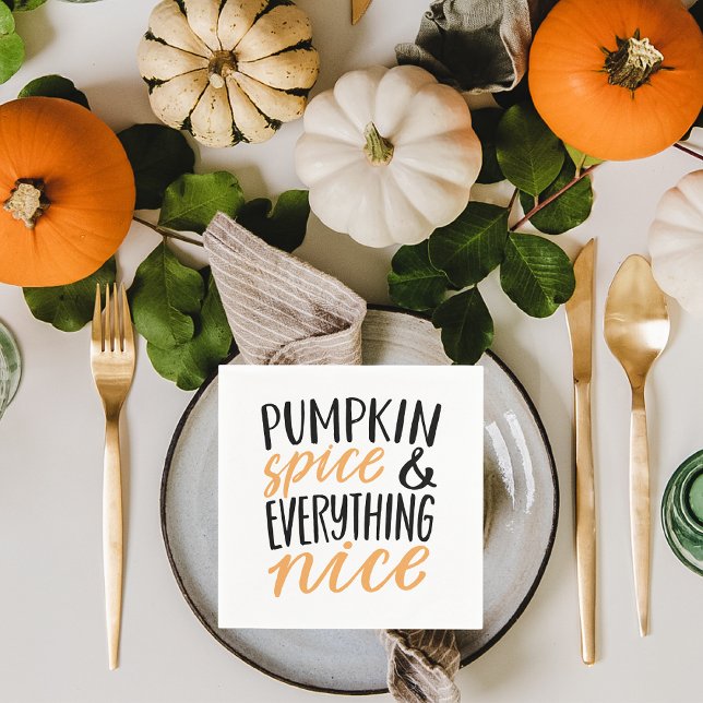Orange & Black Pumpkin Spice Thanksgiving Quote Napkins (Creator Uploaded)