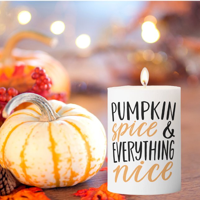 Orange & Black Pumpkin Spice Thanksgiving Quote Pillar Candle (Creator Uploaded)
