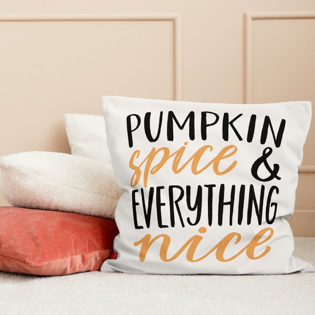 Orange & Black Pumpkin Spice Thanksgiving Quote Throw Pillow (Creator Uploaded)