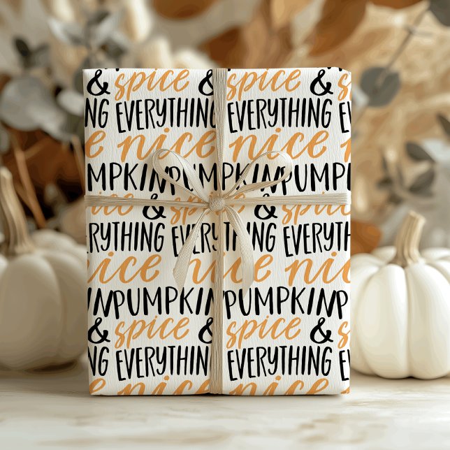 Orange & Black Pumpkin Spice Thanksgiving Quote Wrapping Paper (Creator Uploaded)
