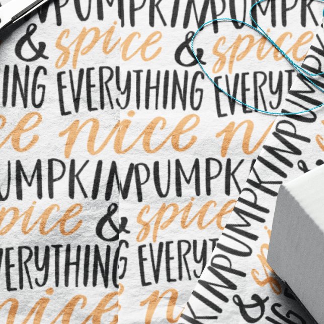 Orange & Black Pumpkin Spice Thanksgiving Quote Wrapping Paper Sheets (Creator Uploaded)
