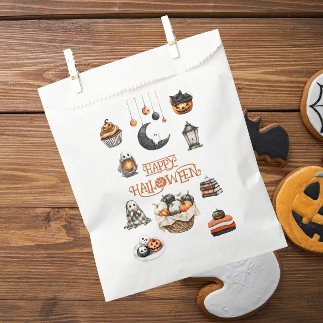 Orange Black Pumpkins Ghosts Happy Halloween Favor Bag (Creator Uploaded)