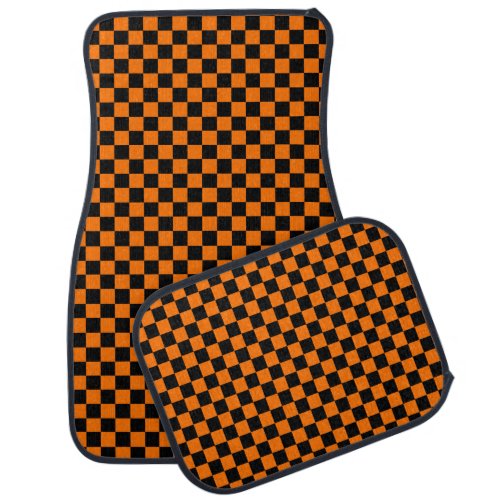 Orange Black Racing Karting Checkered Car Mat