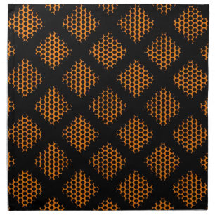 Orange, Black Retro Criss Cross Lines Dots Napkins