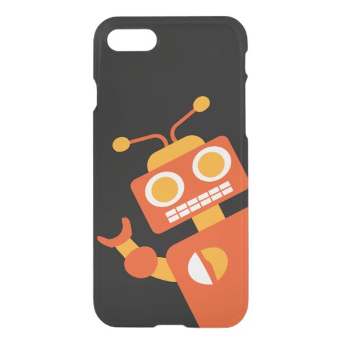 Orange  Black Robot Funny Silly Modern Geeky iPhone SE87 Case