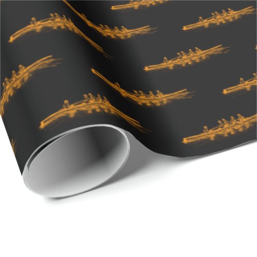 Orange Black Rowing Rowers Crew Team Water Sports Wrapping Paper
