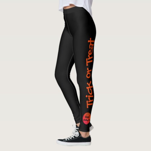 Orange Black Scary Bloody Full Moon Fun Halloween Leggings