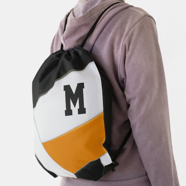 orange black school spirit boys girls volleyball drawstring bag (Insitu)