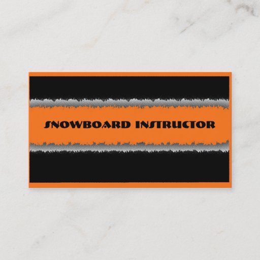 Customizable Orange black snowboard instructor custom cards business card templates
