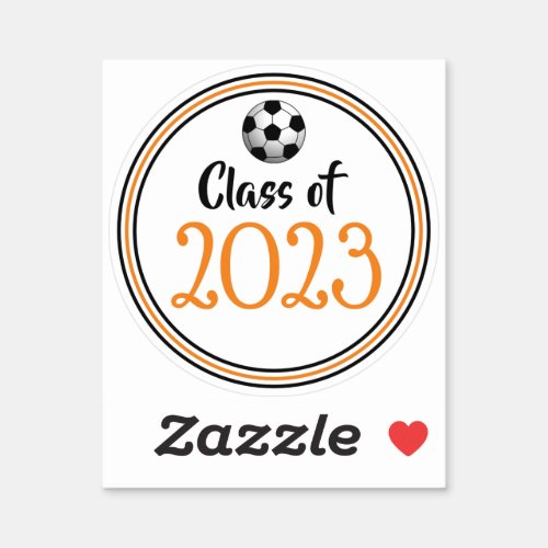 Orange  Black Soccer Class Year Graduation Sticker