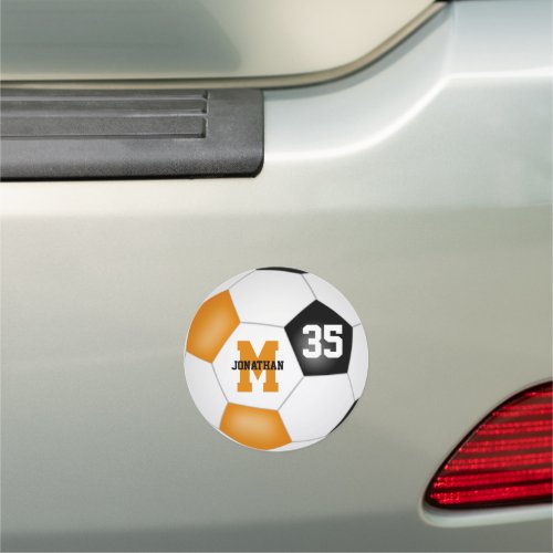 orange black soccer team spirit gifts under 10 car magnet