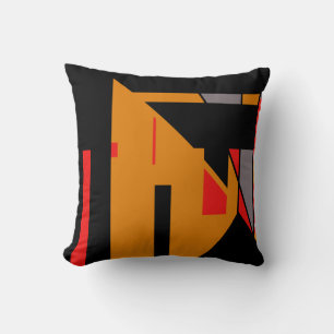 Orange Black Southwest Colors Geometric Abstract Throw Pillow