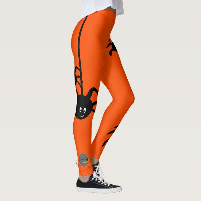 ORANGE BLACK SPIDER HALLOWEEN BUSINESS LOGO CUSTOM LEGGINGS (Right)