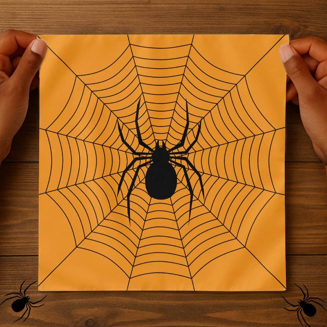 Orange Black spider on web Halloween Bandana (Creator Uploaded)