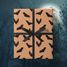 Orange Black Spooky Bats Vintage Halloween Party