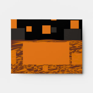 Orange Black Squares Brown Halloween Abstract Art Envelope