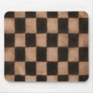 Orange Black Squares Mouse Pad