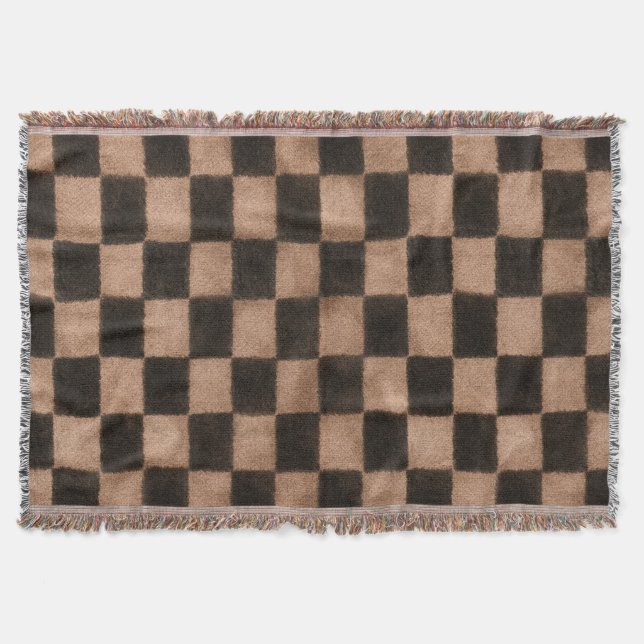 Orange Black Squares   Throw Blanket (Front)