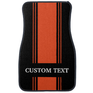 Orange Black Stripe Custom Personalized Name Car F Floor Mat