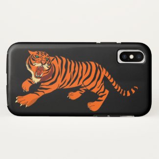Orange Black Striped Tiger iPhone X Case