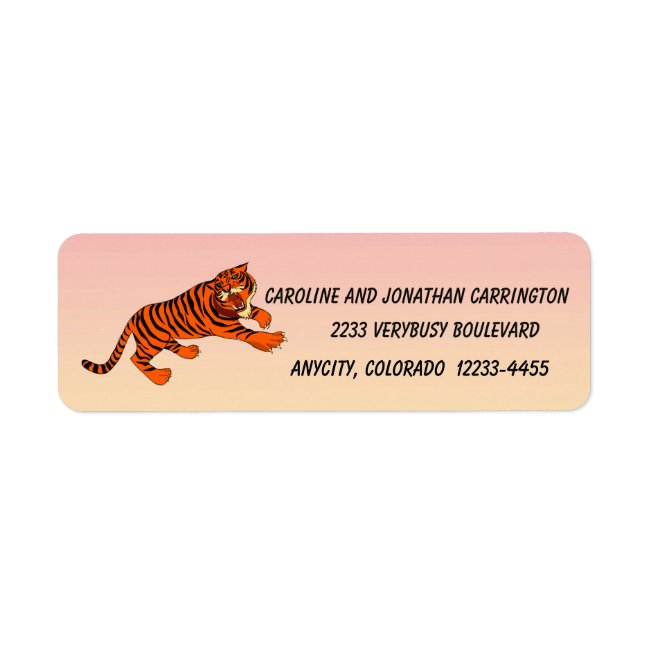Orange Black Striped Tiger Return Address Label