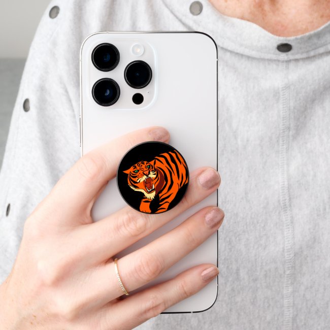Orange Black Striped Tiger Smartphone PopSocket