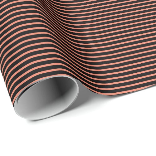 Orange Black Stripes Fall Halloween Holiday 2022 Wrapping Paper