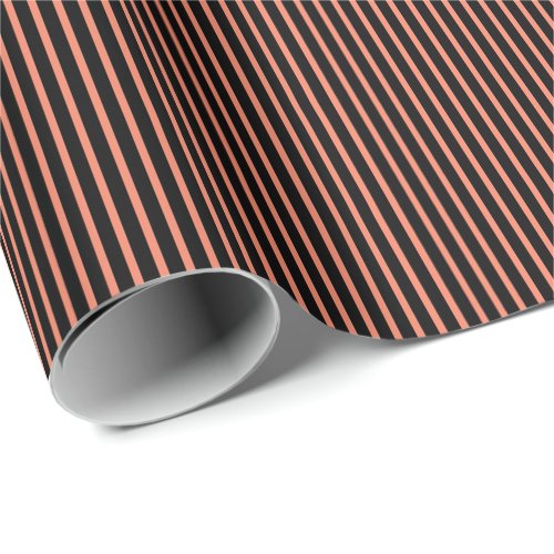 Orange Black Stripes Fall Halloween Holiday Cute Wrapping Paper