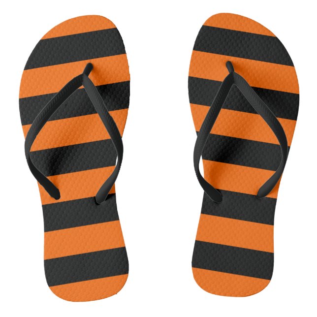 Orange/Black Stripes Flip Flops (Footbed)