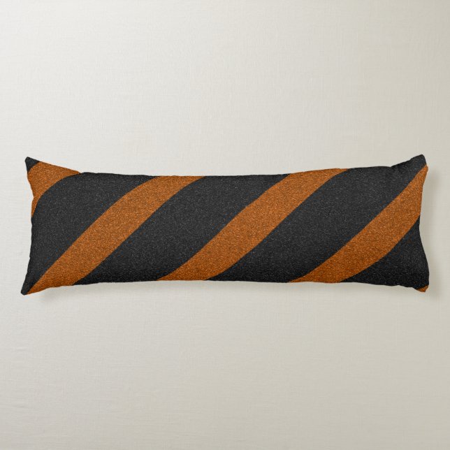 Orange & Black Stripes Glitter Body Pillow (Front)